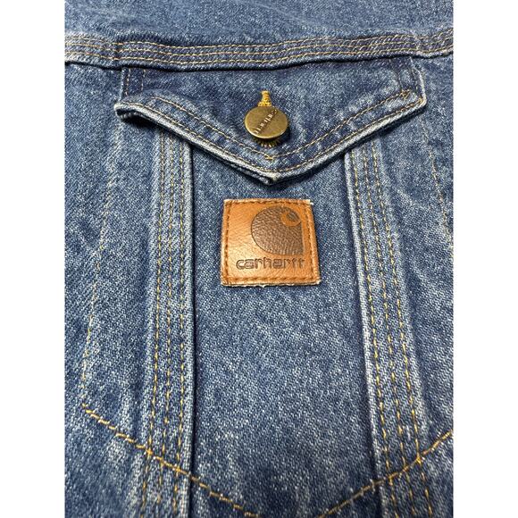 VTG Carhartt Union Made Detroit USA Gold&Brown Blanket Lined Jean Jacket Sz XXL - Picture 4 of 12